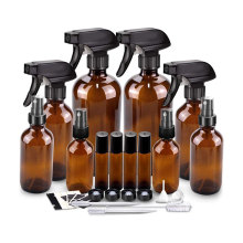 8oz 16oz Refillable Amber Glass Spray Bottle Lotion Container For Household